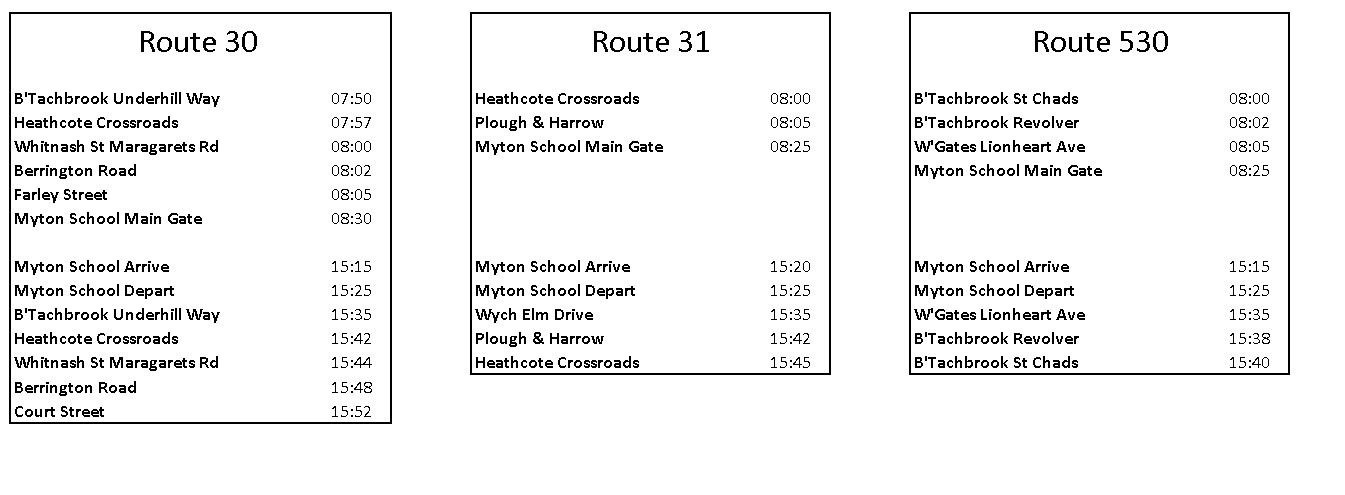 Bus Timetable Jan 2023 